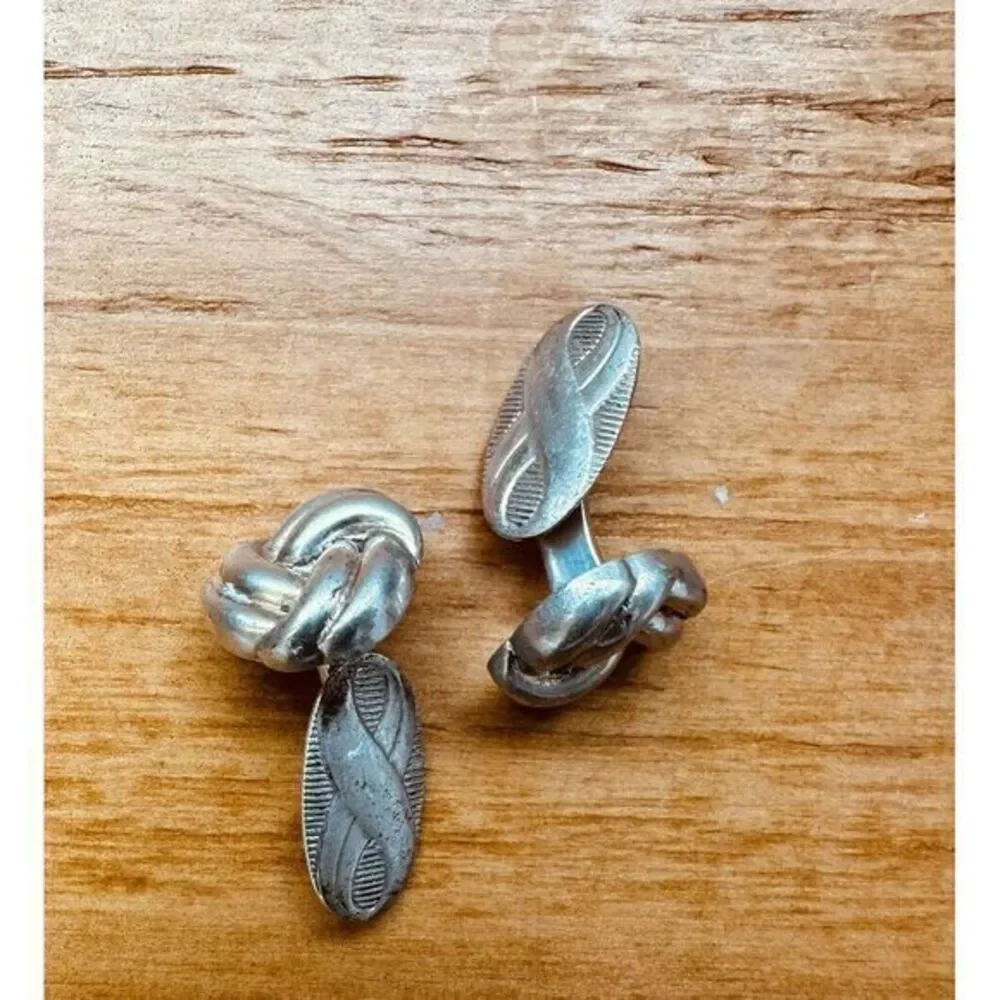 Love Knot Infinity European Cufflinks Hallmarked 835 Silver Figure 8‎ Vintage